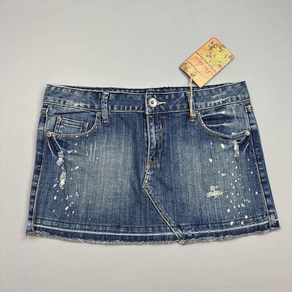 Vintage Rehab Jeans Mini Skirt Womens 11 Medium Wash Denim Y2K NOS